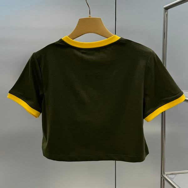 入手困難ミュウミュウ 偽物 ロゴ コットン クロップド Tシャツ myr04270